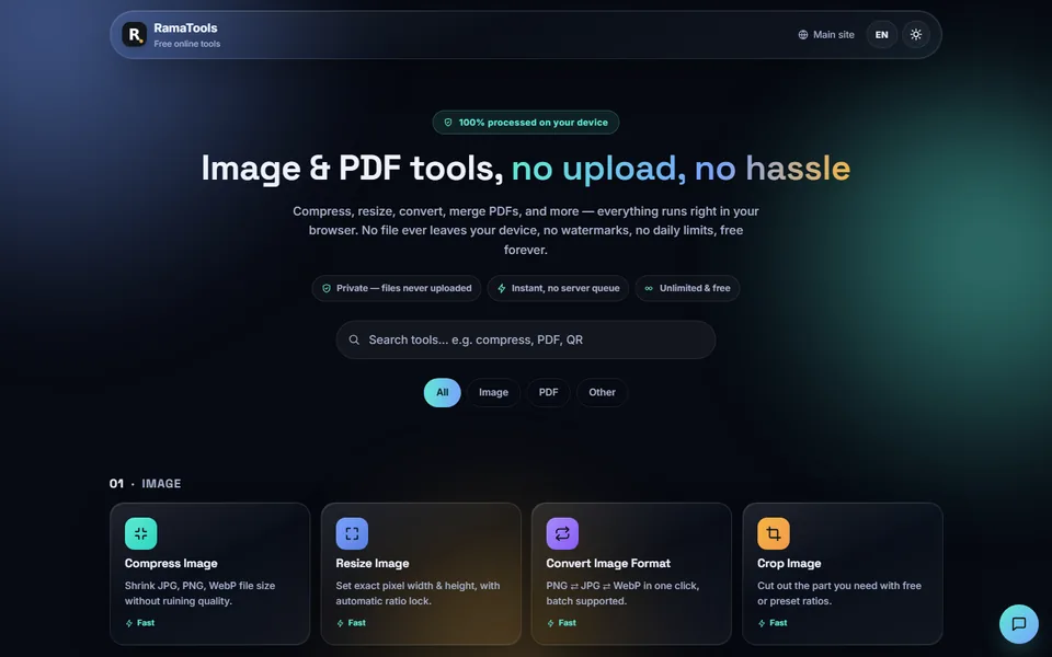 Screenshot of RamaTools at tools.ramahrinaldi.id