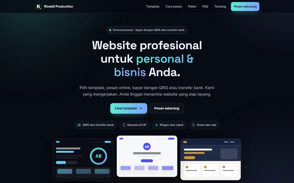 Screenshot of Rinaldi Production at web.ramahrinaldi.id